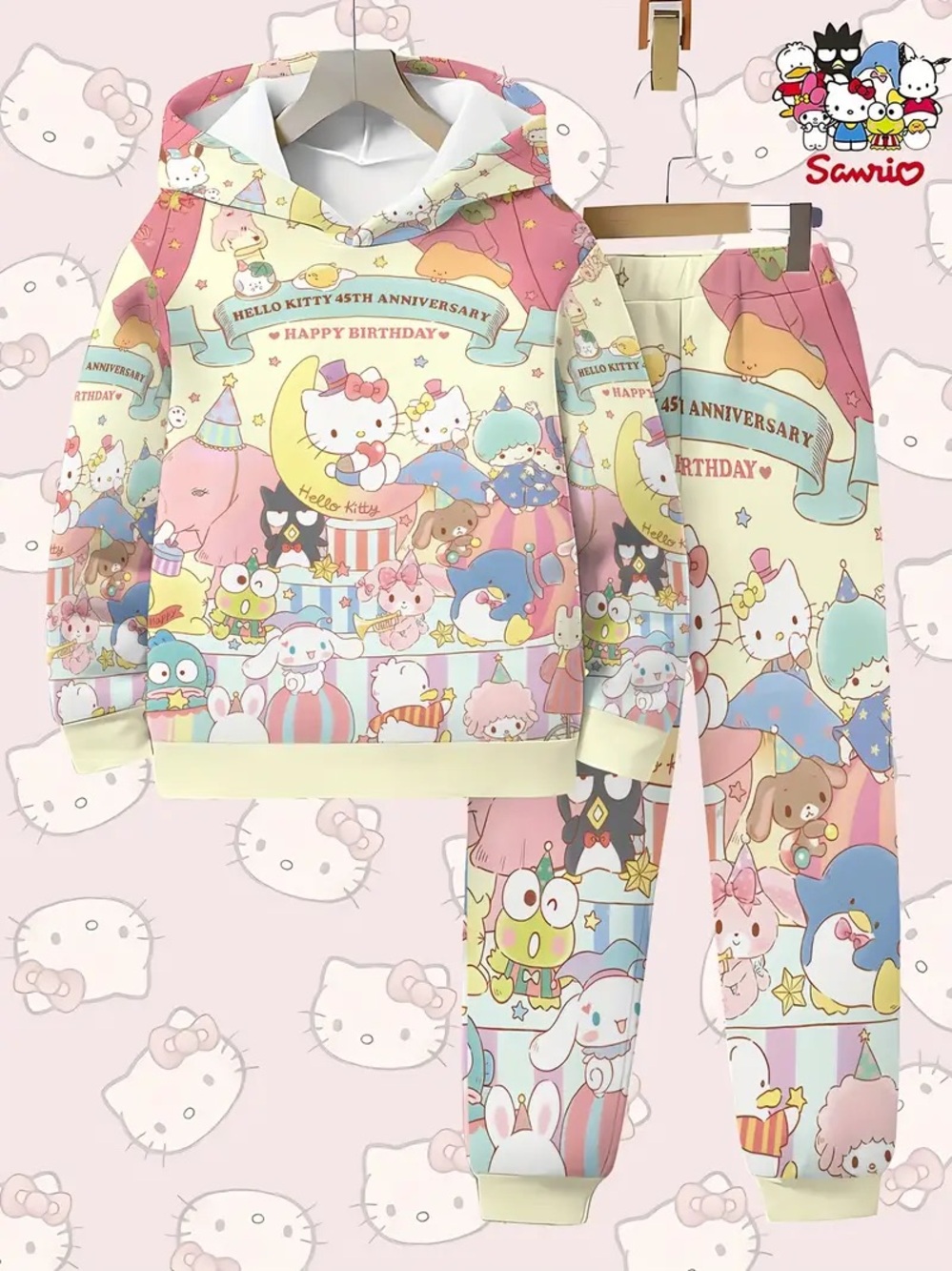 Sanrio Pastel Hello Kitty 45th Anniversary Hoodie & Joggers Set